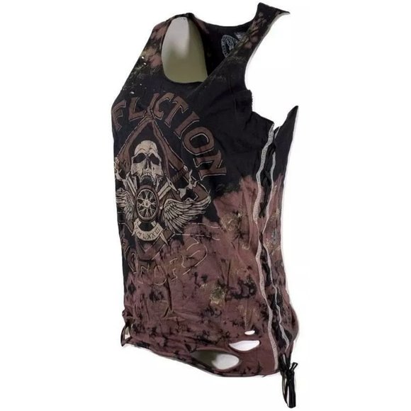 AFFLICTION Women's Tank Top FULL MOON REE Tee Bike - Picture 8 of 11